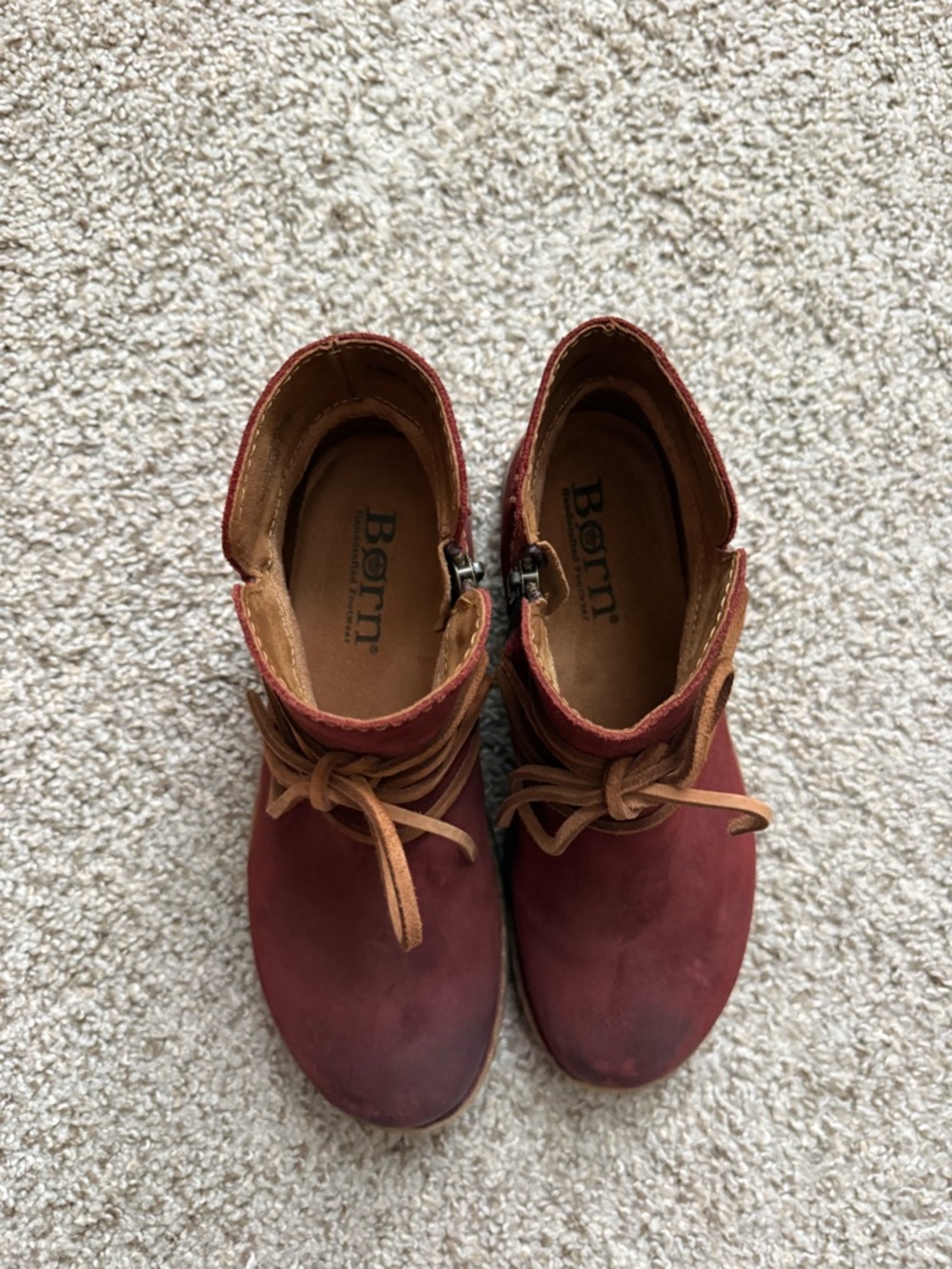 Born Women’s Red Suede Lace-Up Ankle Boots - Picture 5 of 8